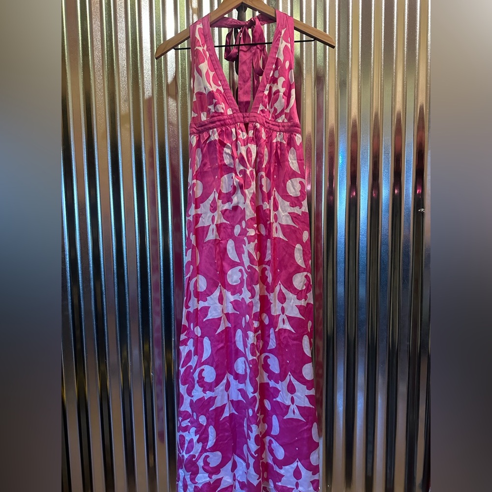 Banana Republic Pink and White Patterned Dress